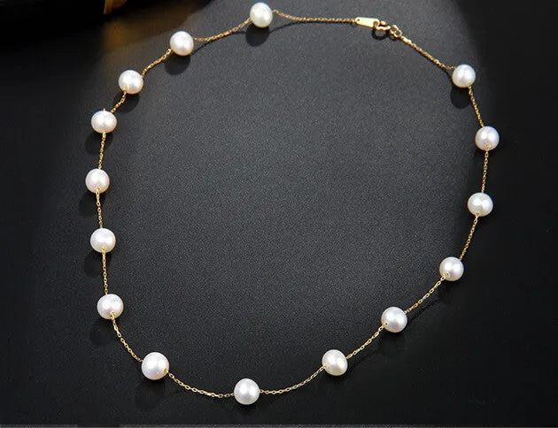 Snowy Dewdrops Pearl Necklace