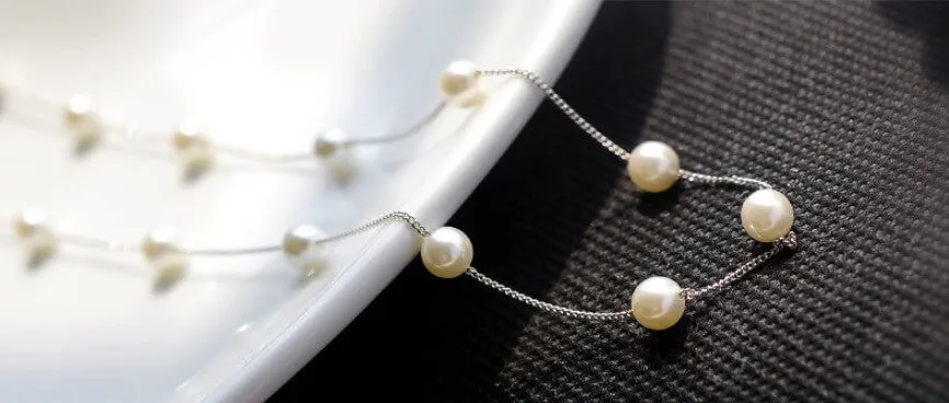 Snowy Dewdrops Pearl Necklace