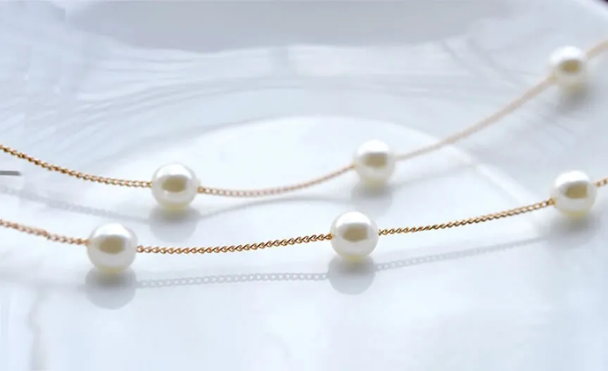 Snowy Dewdrops Pearl Necklace