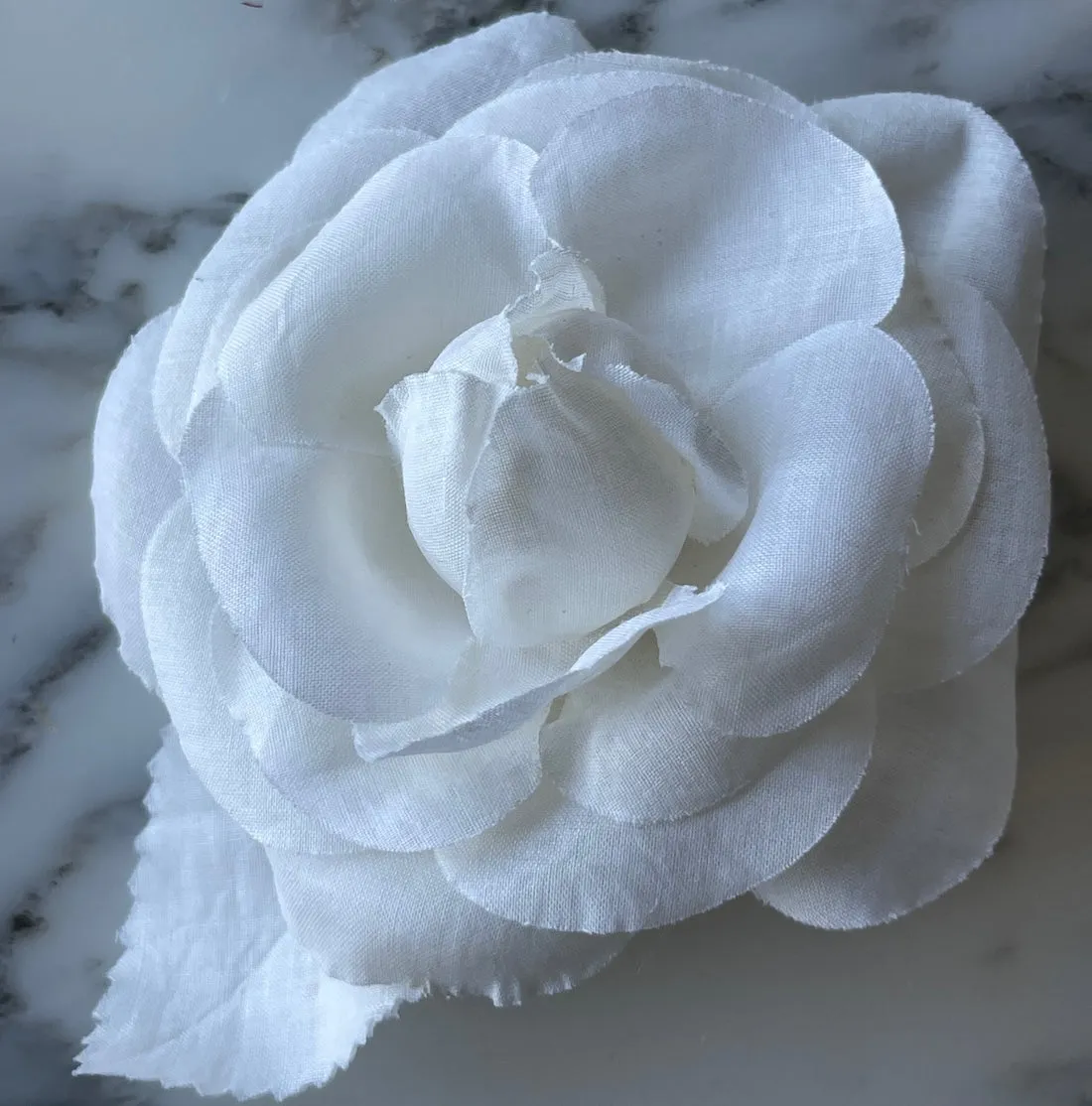 Snowy White Cotton Batiste Camellia Flower (Made in USA)