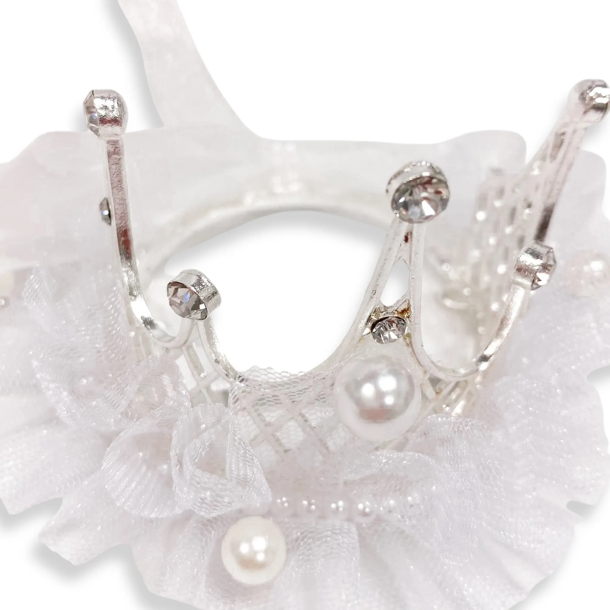 Tiara Mesh Hair Clip -white