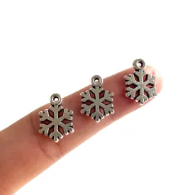 Tiny Silver Snowflake charms Icicle Christmas pendants