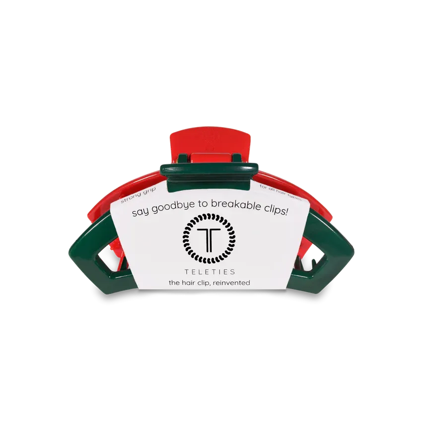 Tiny Teleties Open Claw Clip - Red and Green