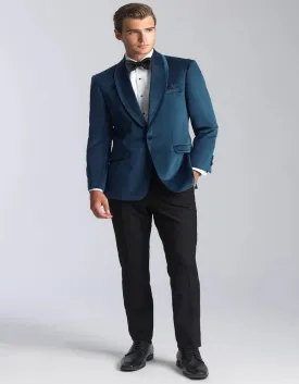 Velvet Blazer - Mens Blazer - Dinner Jacket   "Venice" Deep Aqua Velvet Dinner Jacket - Separates