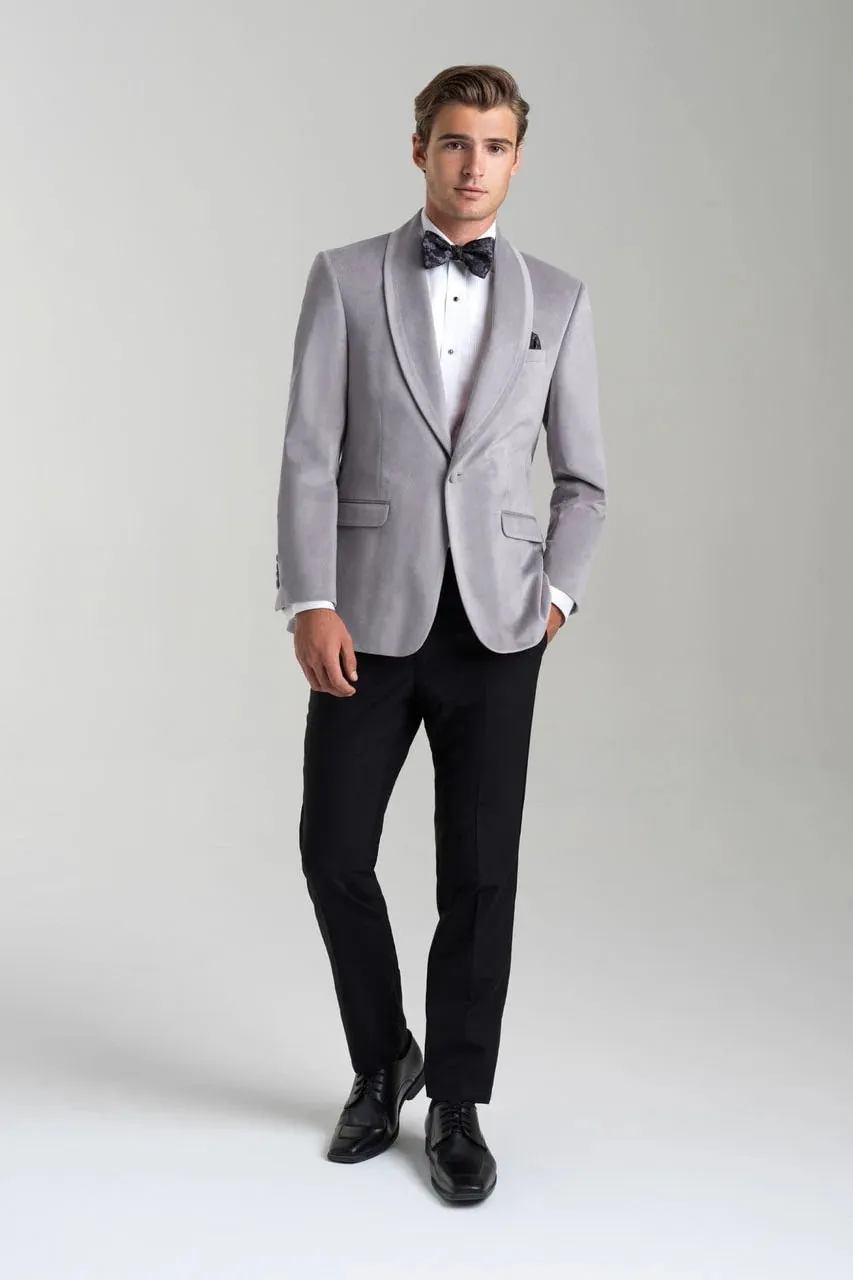 Velvet Blazer - Mens Blazer - Dinner Jacket   "Venice" Platinum Velvet Dinner Jacket - Separates