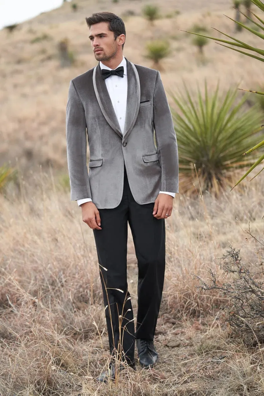 Velvet Blazer - Mens Blazer - Dinner Jacket   "Venice" Silver Grey Velvet Dinner Jacket - Separates