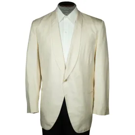 Vintage 1960s Mens Cream Silk White Dinner Jacket Formal Tux Coat 1962 Size L