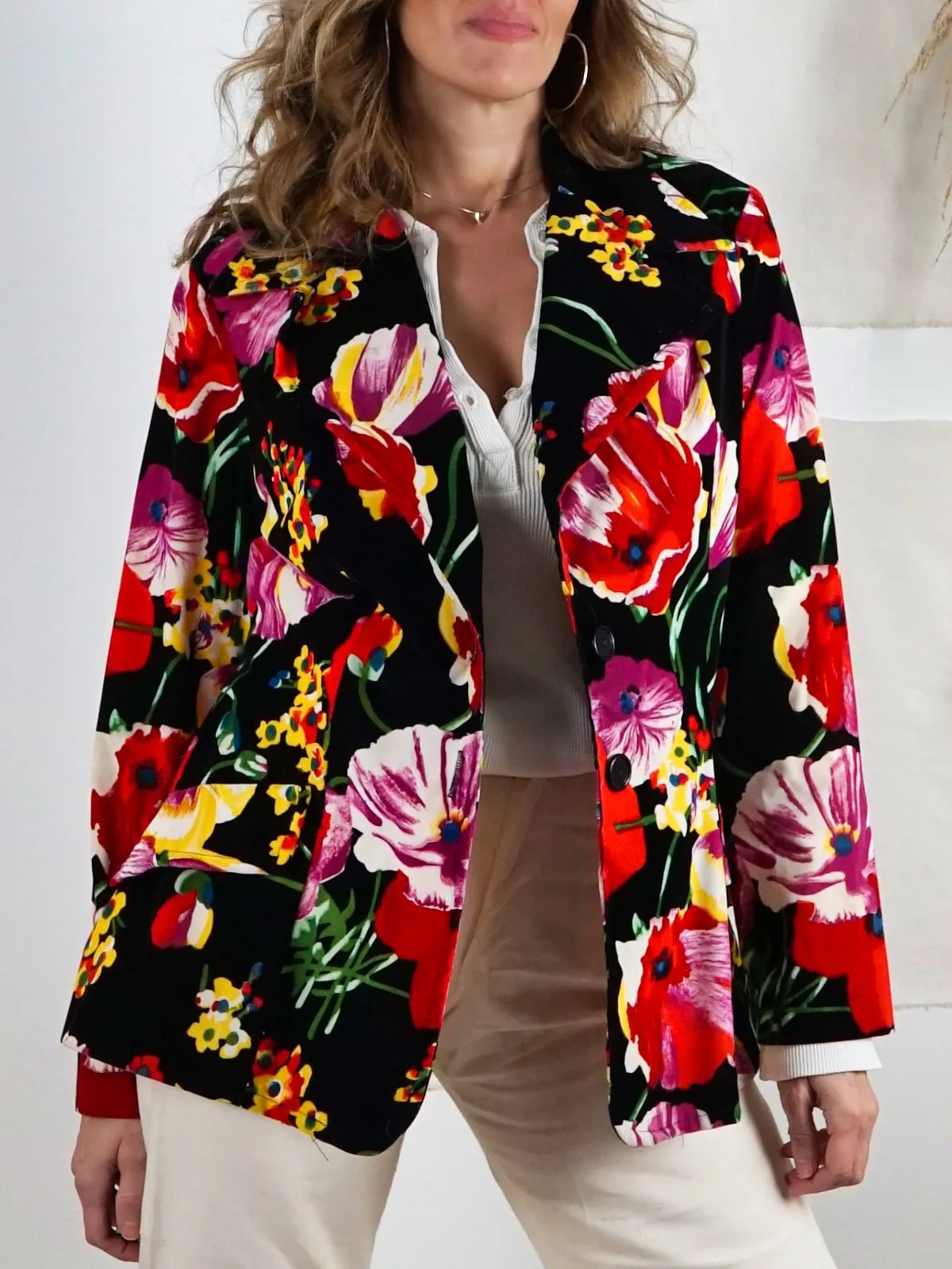 Vintage Floral Fantasy Velvet Blazer