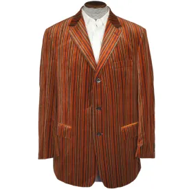 Vintage Mens Striped Velvet Jacket Blazer Sport Coat Laurent Alexandre Paris L