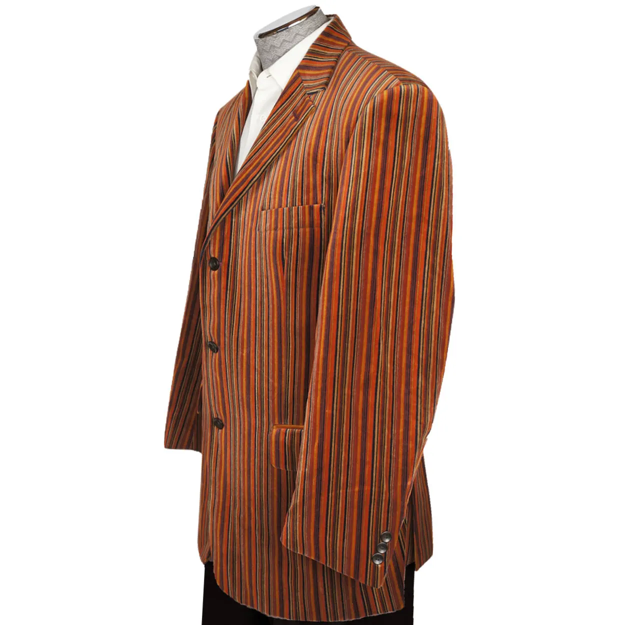 Vintage Mens Striped Velvet Jacket Blazer Sport Coat Laurent Alexandre Paris L