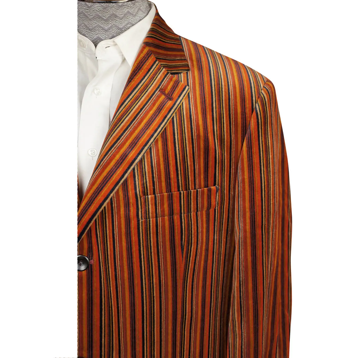 Vintage Mens Striped Velvet Jacket Blazer Sport Coat Laurent Alexandre Paris L