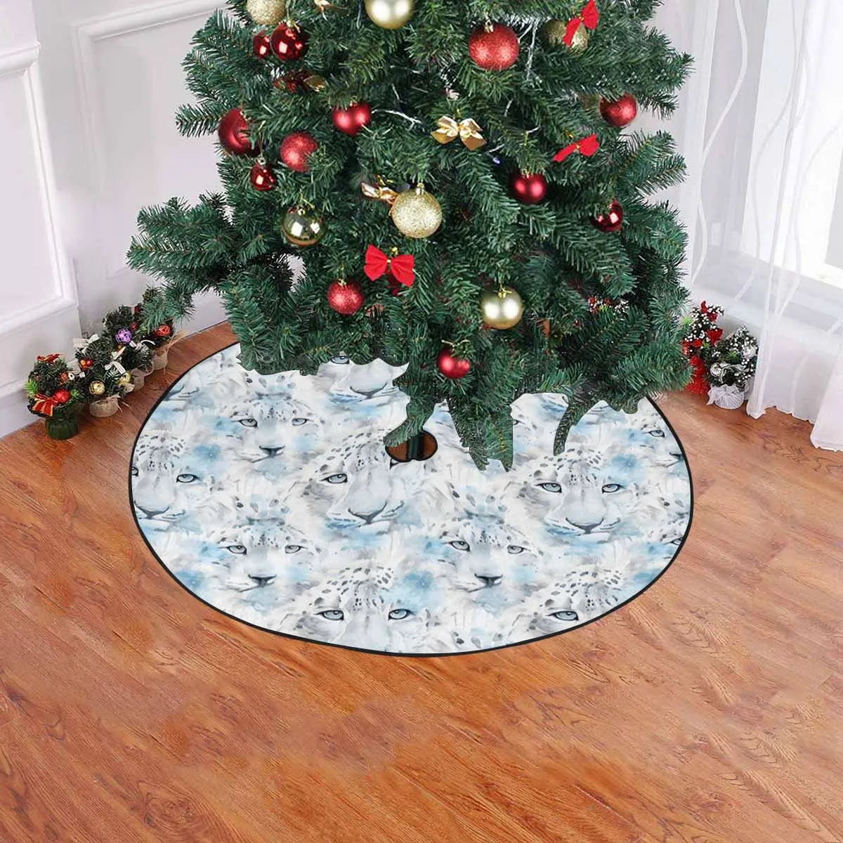 White Leopard  Christmas Tree Skirt