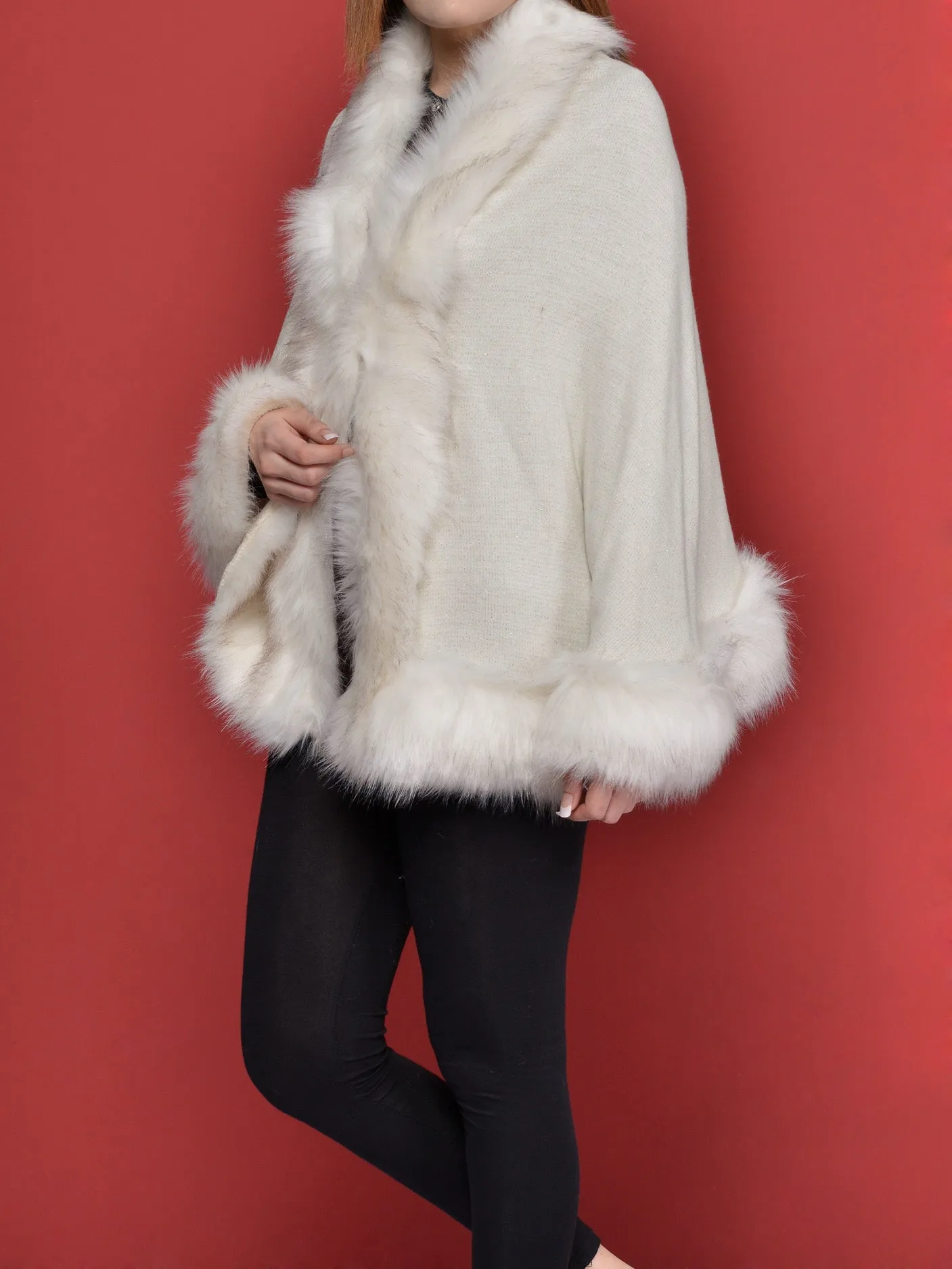 Woolen Shimmer Fur Shawl