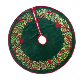 Wreath Velvet Embroidered Tree Skirt