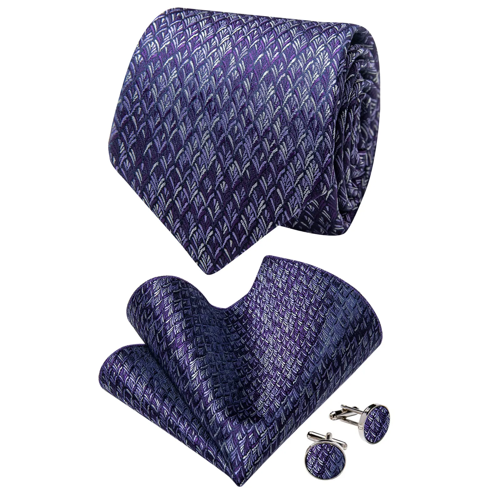 YourTies Deep Purple Tie Novelty NeckTie Flower Brooch Set with Clip